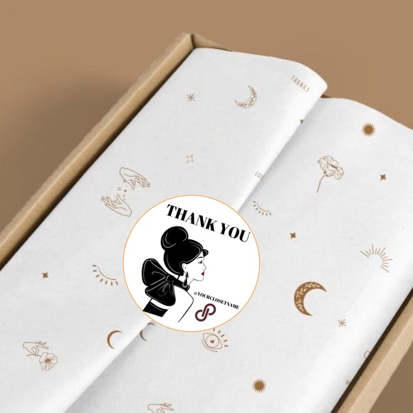 100 Custom Thank you Round Stickers - Packaging Insert Sticker 2" Finish Gloss - Picture 2 of 9